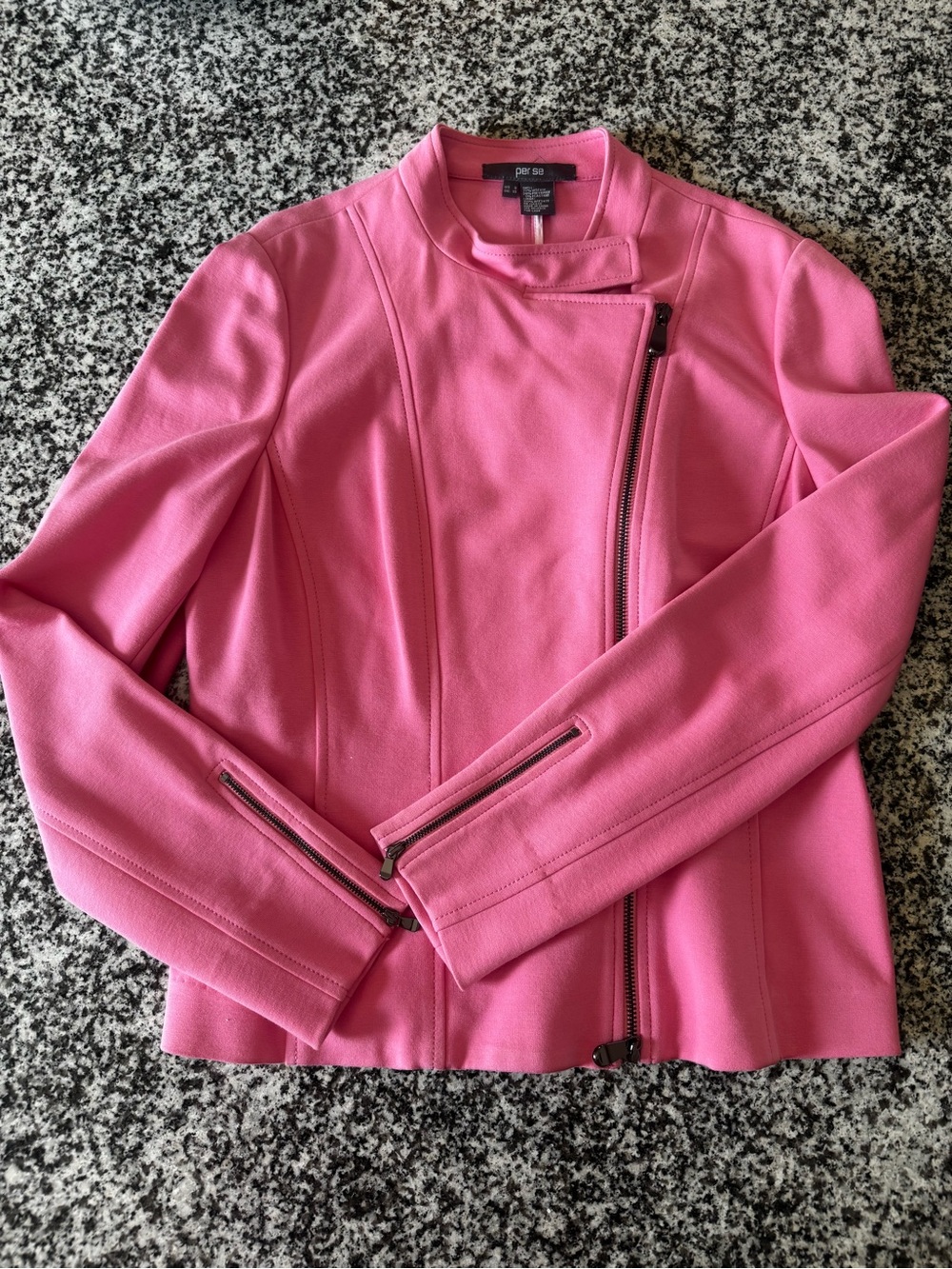 Per Se Pink Asymmetric Moto Jacket